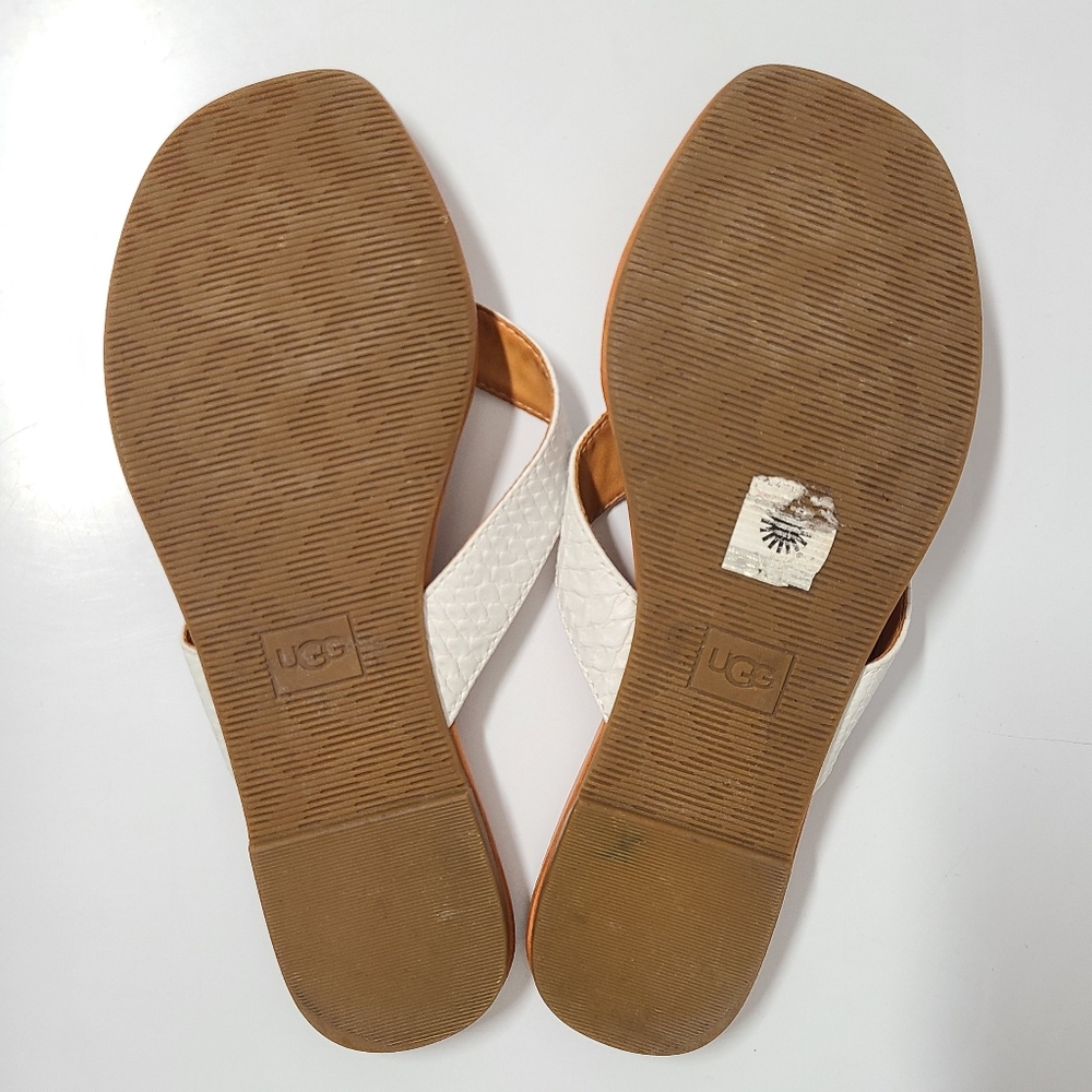 UGG Tuolumne White Snakeskin Embossed Leather Flip Flop Sandals Sz 9½ - Picture 10 of 11